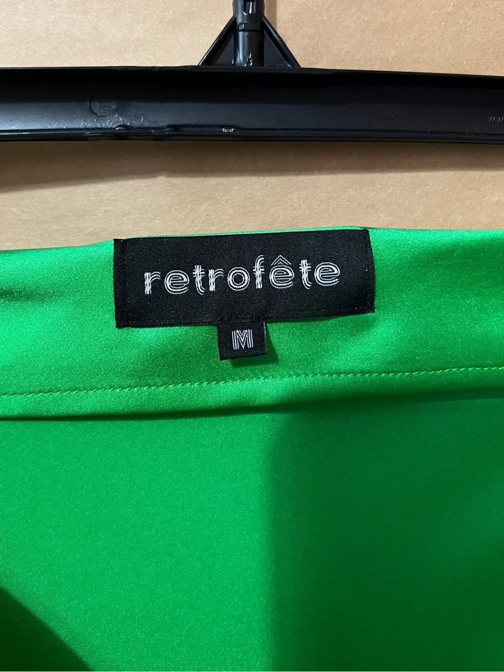 Retrofete | Belinda Skirt Silk Asymmetrical Midi Skirt Green Mesh Trim Size M
